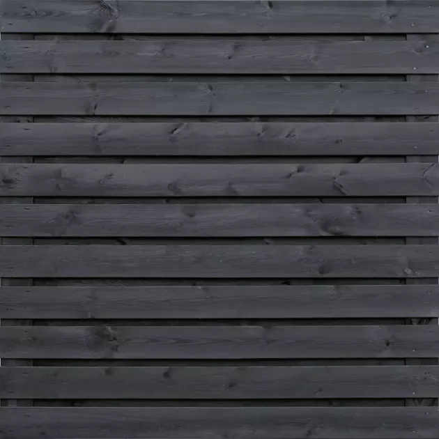 Tuinscherm Horizontaal Zwart Grenen 23 planks 180x180 cm BxH | Geschaafd